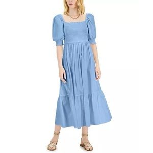 Smocked Puff-sleeve Dress